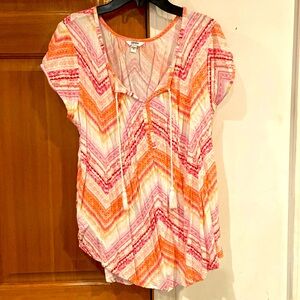 EUC! Women’s size M, boho peasant tunic top with tassel ties by Sonoma!